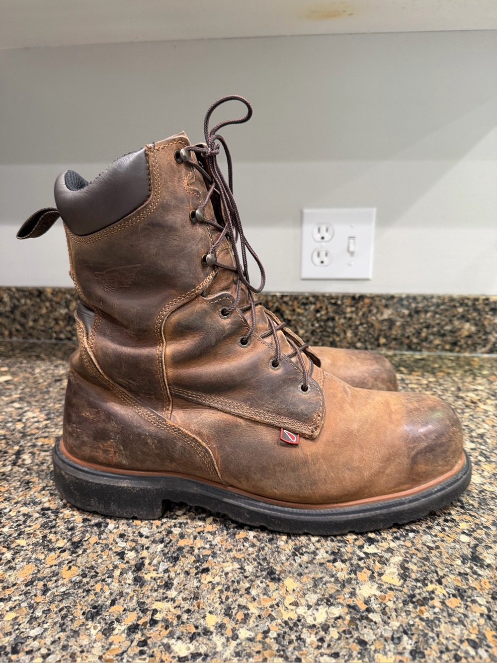 Men's Brown Leather Work Boots red wing 13 steel toe